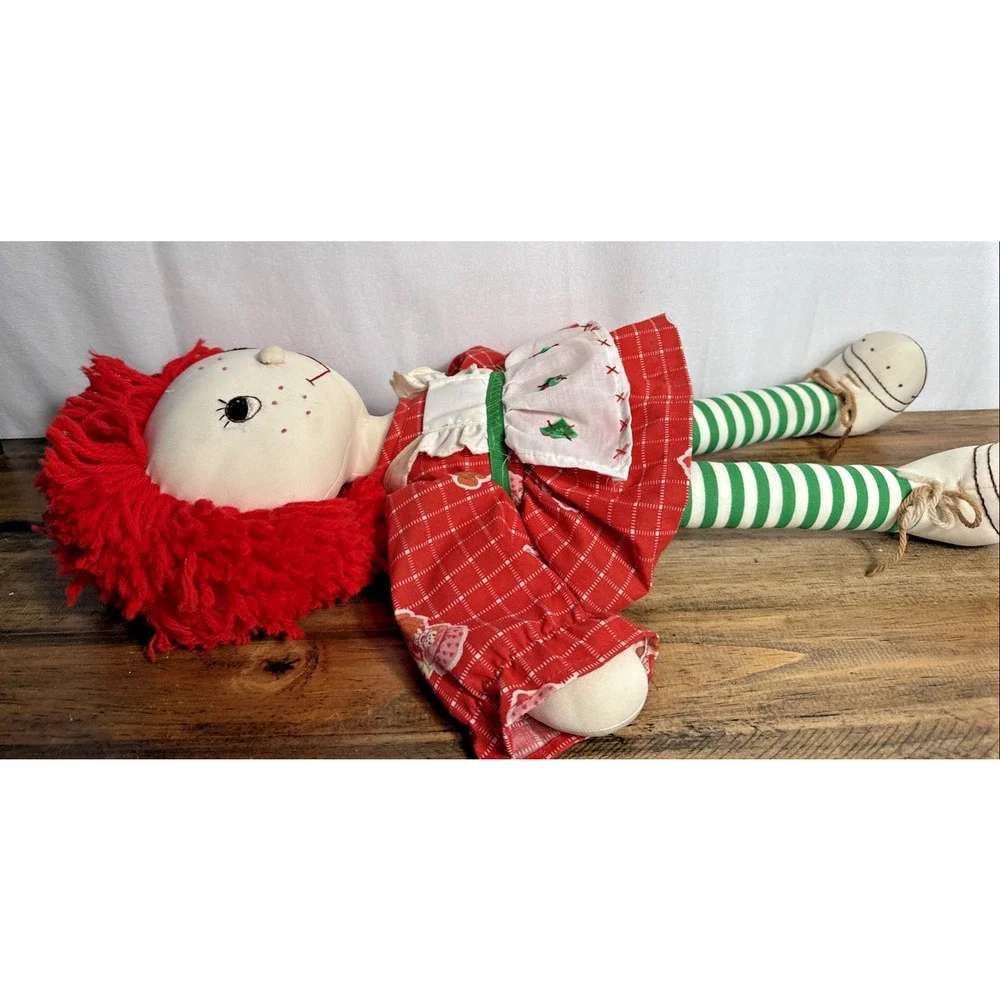 Vintage Strawberry Shortcake Doll 22” Red Plaid Dress Green Stripes 1980s Toys